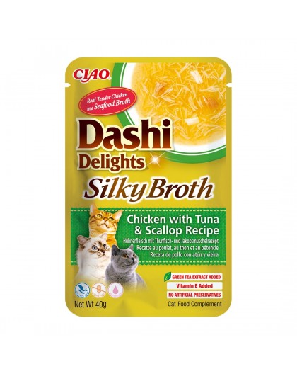 INABA CAT Dashi Delights Silky Broth Chicken with Tuna & Scallop - cat treat - 40g