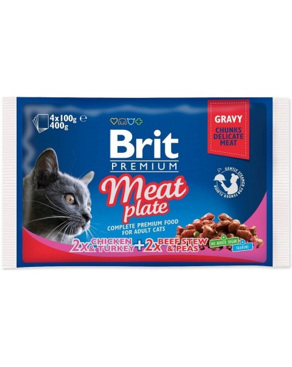 BRIT Premium Cat Meat Plate - wet cat food - 4x100g