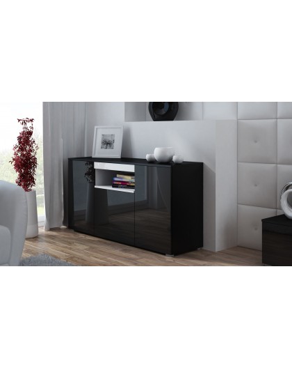 Cama sideboard VIVA 150 black/black gloss + white