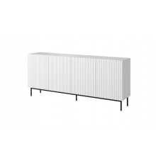 PAFOS chest of drawers on a black steel frame 200x40x102 cm white matt