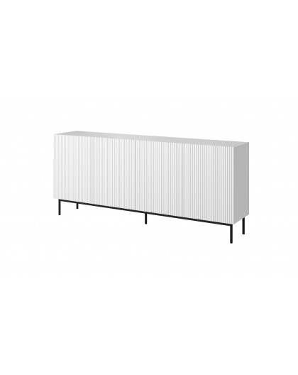 PAFOS chest of drawers on a black steel frame 200x40x102 cm white matt