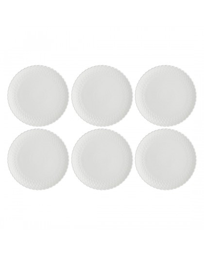 Set of 6 Momenti Cake Plates - White, 18 cm