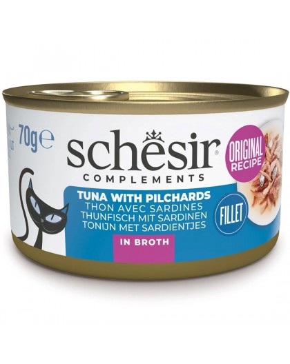 SCHESIR in cooking broth Tuna with sardines - wet cat food - 70 g