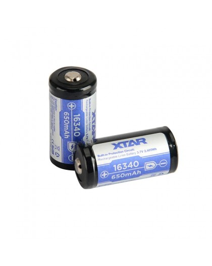 Battery 16340/R-CR123 3,7V Li-ion 650 mAh with protection
