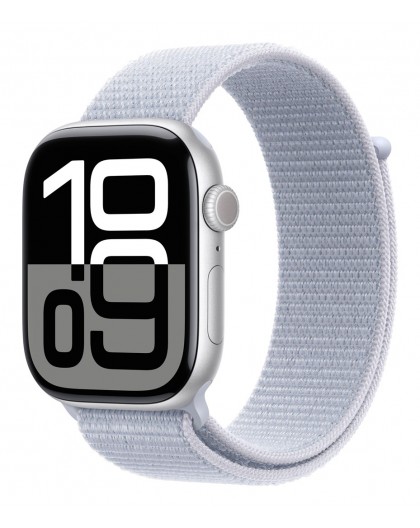 Apple Watch Series 10 GPS 46mm Silver Aluminium Case with Blue Cloud Sport Loop