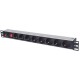 Intellinet 19" 1U Rackmount 8-Way Power Strip - German Type, With On/Off Switch and Overload Protection, 3m Power Cord (Euro 2-p