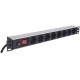 Intellinet 19" 1U Rackmount 8-Way Power Strip - German Type, With On/Off Switch and Overload Protection, 3m Power Cord (Euro 2-p
