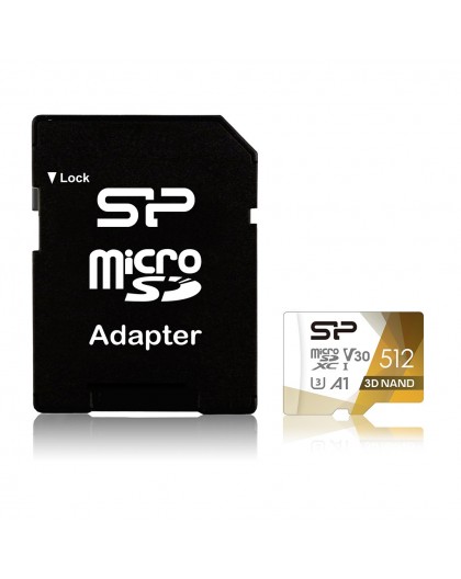Silicon Power Superior Pro Colorful memory card 512 GB MicroSDXC Class 10 UHS-I + SD adapter (SP512GBSTXDU3V20AB)