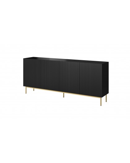 PAFOS chest of drawers on golden steel frame 200x40x102 matte black