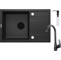Granite sink with 1-bowl faucet with drainer - with dispenser