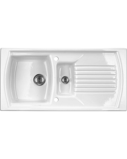 1.5-bowl ceramic sink with drainer