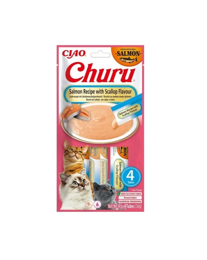 INABA Churu Salmon with scallop recipe - cat treats - 4x14g