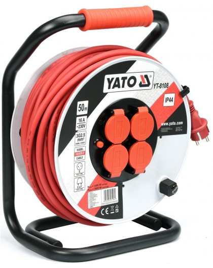 Yato YT-8108 power extension 50 m 4 AC outlet(s) Indoor/outdoor Black, Red, White