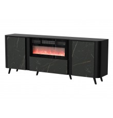 Cama Volare chest of drawers 200 x 39 x 75 cm black/san sebastian + fireplace