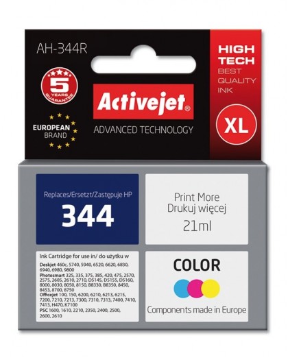 Activejet AH-344R Ink cartridge (replacement for HP 344 C9363EE Premium 21 ml color)