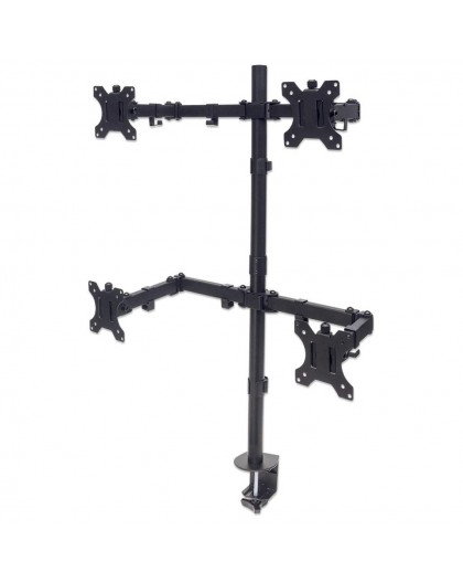 Manhattan Quad Desk Mount for TV & Monitors, For screens 10" to 27", Stand or Clamp Assembly, VESA compatability: 75x75 and 100x