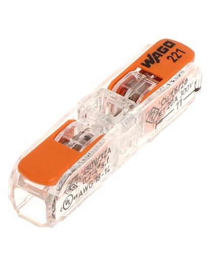 Universal Quick Coupling Universal CABLE/WIRE 2x 0,2-4mm2 WAGO 221-2411 (Pack of 60pcs)