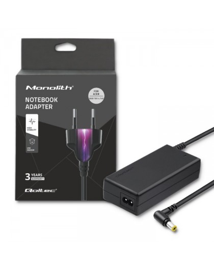 Qoltec 50087 Power adapter for Acer | 90W | 19V | 4.74A | 5.5*1.7 | +power cable