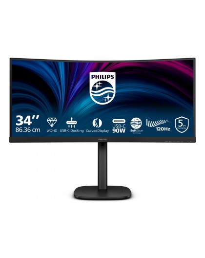 Philips 3000 series 34B2U3600C/00 computer monitor 86.4 cm (34") 3440 x 1440 pixels Wide Quad HD LCD Black