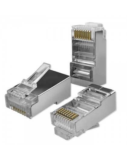 Qoltec 54556 RJ45 modular connector | CAT6 | FTP |Gold-plated contacts | 100 pieces