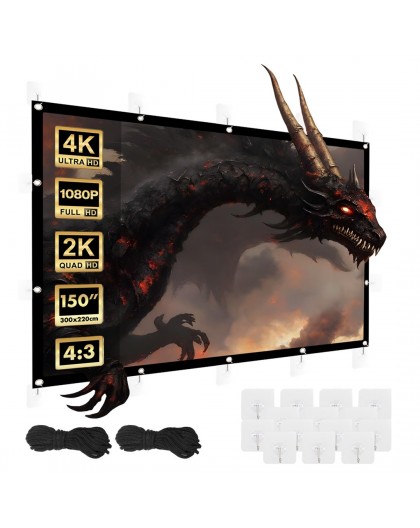 Maclean projection screen, 150", 300x220cm, 25mm 4:3 border, tension hooks, MC-168