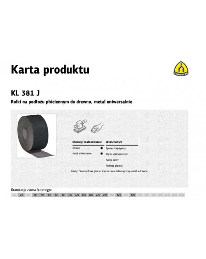 KLINGSPOR CLOTH BACKING ROLL KL381J 200mm gr. 40 (30mb)