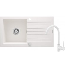 Granite sink with 1-bowl faucet with drainer