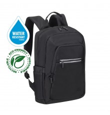 RIVACASE Alpendorf ECO 13.3"-14" laptop backpack, black, waterproof material, eco rPET, pockets for smartphone, documents, acces