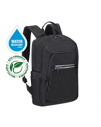 RIVACASE Alpendorf ECO 13.3"-14" laptop backpack, black, waterproof material, eco rPET, pockets for smartphone, documents, acces
