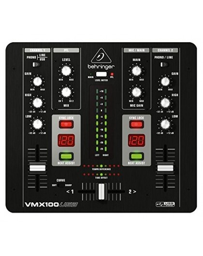 Аудиомикшер Behringer VMX100USB, 2 канала, черный
