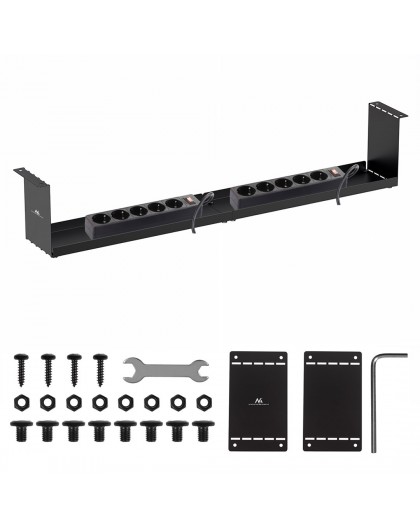 Maclean compact under-desk cable organizer, max load 5kg, black, MC-107 B