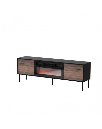 Cama CORTINA TV cabinet 180x40x60 black/walnut + black fireplace