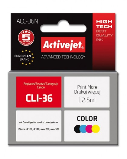 Activejet ACC-36N Ink cartridge (replacement for Canon CLI-36 Supreme 12.5 ml colour)