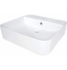 Ceramic countertop/wall washbasin with space for a tap