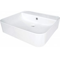 Ceramic countertop/wall washbasin with space for a tap