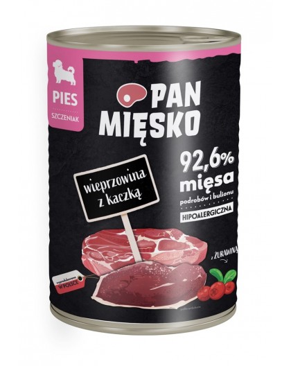 PAN MIĘSKO Pork with Duck Puppies - wet dog food - 400g