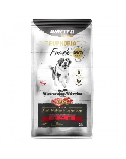 BIOFEED Euphoria Fresh Adult Medium & Large Pork with beef - dry dog food - 2kg