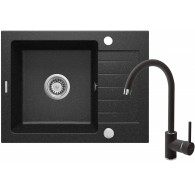 Granite sink with 1-bowl faucet with drainer