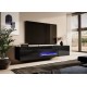 RTV cabinet SLIDE 200K with electric fireplace 200x40x37 cm all in gloss black