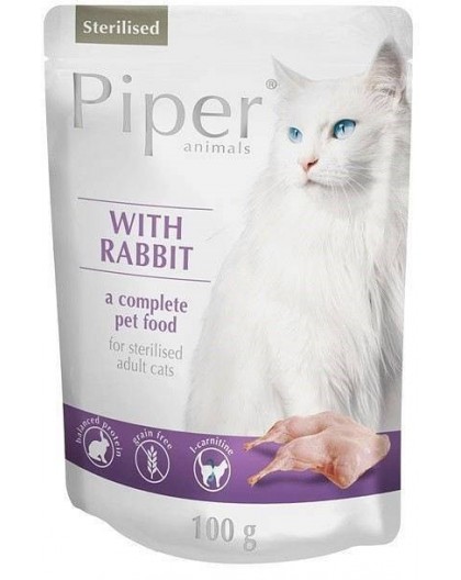 DOLINA NOTECI Piper Animals Sterilised Rabbit - wet cat food - 100 g