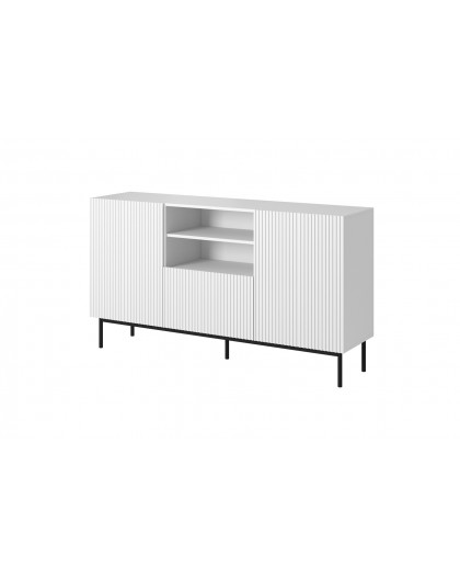 PAFOS chest of drawers on a black steel frame 150x40x90 cm white matt