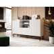 PAFOS chest of drawers on a black steel frame 150x40x90 cm white matt