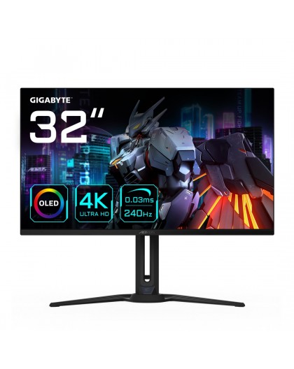 GIGABYTE AORUS FO32U2 32” OLED Gaming Monitor - 3840 x 2160(UHD), 240Hz, 0.03ms, KVM, 250 cd/m2, FreeSync Premium Pro, DisplayHD