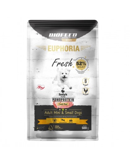 BIOFEED Euphoria Fresh Adult Turkey Monoprotein XS/S - dry dog food - 500g