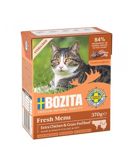 BOZITA Fresh Menu Sterilised Extra Chicken with beef - wet cat food - 370g