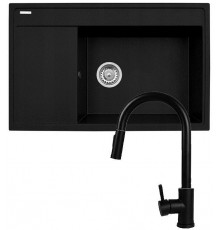 Set - Sink PYRAMIS CAMEA (79x50) 1B 1D R + Faucet IDEA Black Edition - 070168502BE - Volcano