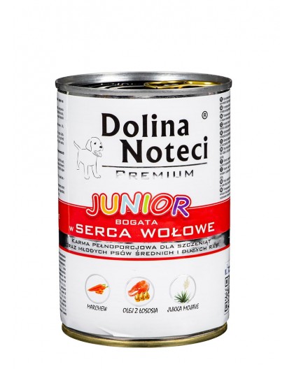 DOLINA NOTECI Premium Junior Rich in beef hearts - Wet dog food - 400 g