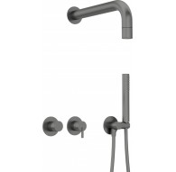 Concealed shower set with hand shower - with horizontal mixer