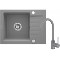 Granite sink with 1-bowl faucet with drainer