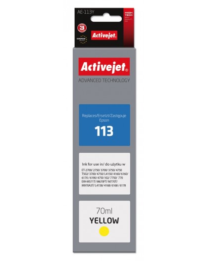Activejet AE-113Y Ink (replacement for Epson 113 C13T06B440 Supreme 70 ml yellow)